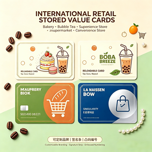 <span class=keywords><strong>Carte</strong></span> <span class=keywords><strong>cadeau</strong></span> PVC personnalisée imprimée avec numéro de série en relief, signature, code-barres, rechargeable, pour les magasins de café, de thé Boba et d'épicerie - Product Image 1