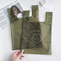Sac fourre-tout pliable en organza écologique réutilisable, promotionnel et tendance, avec poignée en corde longue de haute qualité, personnalisable
