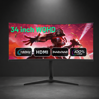 Monitor UltraWide de 34 Pulgadas 21:9, WQHD 3440x1440p, 180Hz, 1ms GTG, Pantalla Curva para Esports y Videojuegos, HDMI, VGA, Audio, Monitor para Computadora