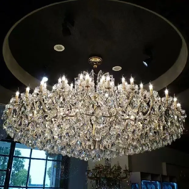 Lampadari di cristallo di grandi dimensioni del globo della lampada da soffitto di cristallo di nozze dell'hotel della decorazione della casa dell'oro su ordinazione per gli Hotel