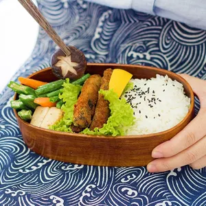 High Quality 2 Layer Sushi Bento Box Handmade Wooden Lunch Box Tableware