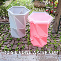 Gobelet portable en silicone imprimé en 3D avec couvercle à vis 260 ml, pour boire directement, idéal pour les sports de plein air, la randonnée, la voiture, les couleurs adaptées au camping