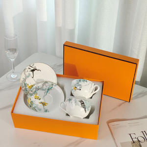 Tasse et soucoupe en céramique à motif d'animaux de la jungle nordique, best-seller, en porcelaine osseuse - Product Image 3