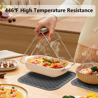Tapis de séchage de vaisselle en silicone écologique pour cuisine, mini-tapis de séchage avec poignée en bois douce au toucher, dessous de plat antidérapant