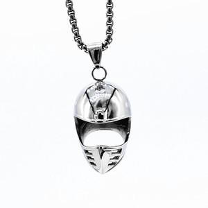 Yunnique – collier avec pendentif masque en acier inoxydable, bijoux unisexes à la mode, design géométrique argenté 316L - Product Image 1
