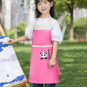 Tablier imperméable pour enfants, personnalisé, en plastique, rose, motif artistique, pour la cuisine, pour les enfants de 8 ans - Product Image 1