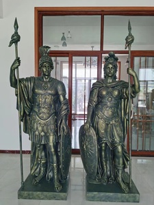 Statua da Giardino in Metallo di Grandi Dimensioni Personalizzabile, Design <span class=keywords><strong>Samurai</strong></span>/Guerriero con Finitura in Bronzo, Stile Occidentale, Marca BringFine - Product Image 3