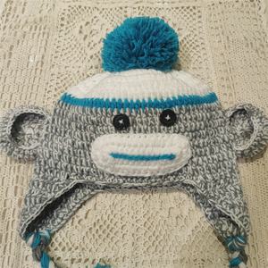 2025 модные вязаные крючком шапки обезьяны коричневые Тканые вручную зимние наушники косички для детских вечеринок и праздников - Product Image 2