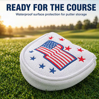 Housse de putter de golf avec broderie du drapeau américain, fermeture magnétique, broderie personnalisée, compatible avec la plupart des clubs de golf de type mallet et blade