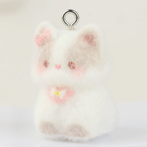 Cute Plush Cat Keychains Set of 6 Soft Fuzzy Animal Charms White Yellow <b>Pink</b> Orange Colors Unisex Toy Decor Gift - Product Image 6