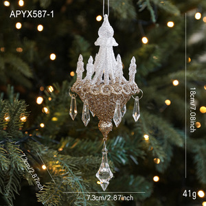 Elegant Miniature <b>Chandelier</b> Christmas Baubles Gold <b>Silver</b> Glitter Tree Hanging Ornaments Luxury Xmas Home Decor - Product Image 5