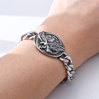 Gelang Rantai Cuban Link Baja Anti Karat Tahan Air, Perhiasan Pria untuk Pacar, Hadiah Retro Punk Gothic dengan Liontin Tengkorak dan Salib