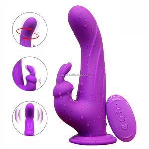 SacKnoveリキッドシリコンワイヤレスリモート双頭シミュレーションスイングGスポットバイブレーターウサギの耳大人のおもちゃ突き刺す女性のための - Product Image 4