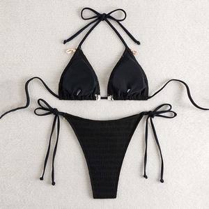 Сексуальное однотонное бикини с высоким вырезом - Product Image 3