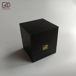 Rogood กล่องของขวัญกระดาษแข็งสำหรับน้ำหอม/RGD-<span class=keywords><strong>P2122</strong></span>เทียนพร้อมกรอบสีทองทรงสี่เหลี่ยมเปิดฝาสีดำสนิท - Product Image 4