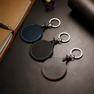 Lift Access Control Card Keychain Round IC Card Genuine Leather Cover Proximity Card Keychain