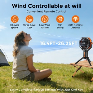 Ventilador de Camping Recargable de 12000mAh con Luz LED, Ventilador Portátil <span class=keywords><strong>para</strong></span> Exteriores con Doble Motor, Control Remoto y Banco de Energía, 90 °   Oscilación - Product Image 5