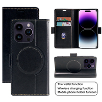 Vente directe d'usine, design luxueux, durable, antichoc, porte-cartes magnétique, étui de téléphone en cuir PU pour 14 Pro Max