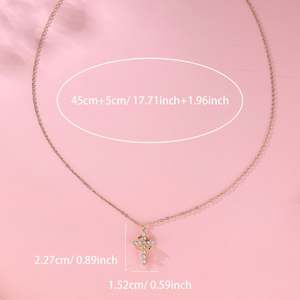 Collar con Cruz de Circonitas Micro Pavé para Mujer, Chapado en Oro Rosa, Colgante de Cristal, Diseño Geométrico Moderno, Regalo Religioso Cristiano - Product Image 2