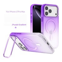 Coque de protection anti-chute avec support magnétique invisible et cadre de lentille dégradé pour iPhone 18 Pro, compatible également avec iPhone 17, 16, 15, 14, 13