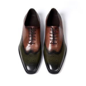 Chaussures Richelieu pour hommes en cuir faites à la main, multicolores, style italien, nouvelle collection automne, rehaussantes, luxueuses et tendance - Product Image 2