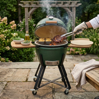 Barbecue au charbon de bois en céramique Kamado de 16 pouces, fumoir portable pour extérieur avec roues