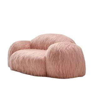 <strong>Yeti</strong> Sheepskin Lounge Armchair Pink Fur Fabric Leather Upholstered Leisure <strong>Chair</strong> for Outdoor Use Modern Design Hotel Home - Product Image 1