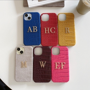 Luxe pour motif en cuir, lettre métallique <span class=keywords><strong>personnalisée</strong></span> pour étui 16 Pro Max, résistant aux chocs et à l'eau - Product Image 2