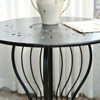 Table basse pliable INNOVA HOME vintage noir/blanc en fer, durable, facile à assembler, design antique, accent pour salon