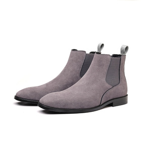 <span class=keywords><strong>Bottes</strong></span> montantes de travail pour hommes en daim noir, personnalisables en gros, de luxe - Product Image 1
