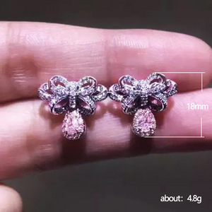 Orecchini a perno con fiocco rosa da donna, stile dolce ed elegante, accessori moda per tutti i giorni, idea regalo - Product Image 5