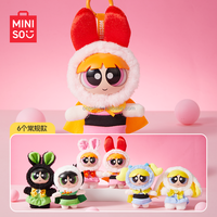 Authentique MINIISO Powerpuff Girls Variety Girl Vinyl Face Plush Pendant Blind Box Figure Cute Keychain Trendy Toy Gift