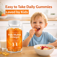 Gummies multivitaminées véganes pour enfants, marque privée OEM, avec oméga 3 DHA pour la croissance cérébrale et le soutien immunitaire, vitamines quotidiennes pour enfants