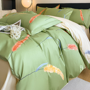 Ensemble de literie personnalisé en coton de luxe pour la maison 4 pièces drap de lit taie d'<span class=keywords><strong>oreiller</strong></span> housse de <span class=keywords><strong>couette</strong></span> ensemble pour Queen King - Product Image 4