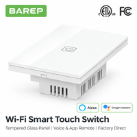 CETLus FCC Sakelar Lampu Sentuh Pintar WiFi 1-Gang 10A 125V Standar AS UL94 V1 Tahan Api untuk Alexa Google Home