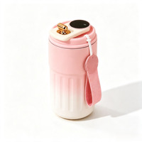 Bouteille d'eau isotherme de 450 ml avec affichage intelligent de la température, gobelet à café en acier 304 qui garde au froid, tasse portable avec sangle de poignet
