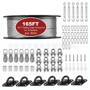Kit de tensión de cable de acero inoxidable de 230 pies, 7x7 hilos, PVC de 5 mm para jaula de bateo y equipo de entrenamiento en casa - Product Image 3