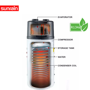 Sunrain 2024 200L 250L 300L Temperatura caliente Alta calidad Doméstico Todo en uno Fuente de aire Bomba de calor Caldera de agua híbrida - Product Image 4