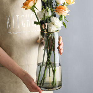 ديكور المنزل العصري مطلي بالذهب الحقيقي اسطوانة كريستال الزفاف يدوية بسيطة فاخرة حافة الذهب فازة الطاولة - Product Image 3