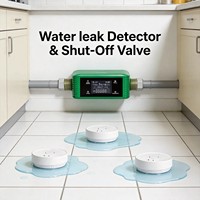 Nouvel arrivage : Système de protection contre les inondations, 3 capteurs de fuite détectant 0,01 GPM, contrôle à distance via application Wi-Fi, vanne d'arrêt automatique pour l'eau domestique