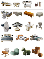 Canapé en daim en forme de L Tissu en microfibre de style moderne Bouton en diamant en cristal Ensemble de canapés arabes modulables à 7 places en forme de U