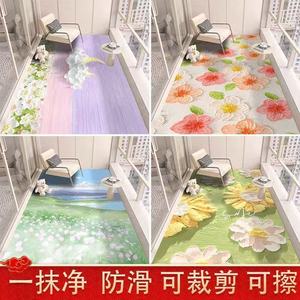Alfombra de PVC Estilo Pintura al Óleo, Impermeable, Antideslizante, Rectangular, para Sala de Estar, Balcón, Cobertura Total, Lavable, para Niños - Product Image 5