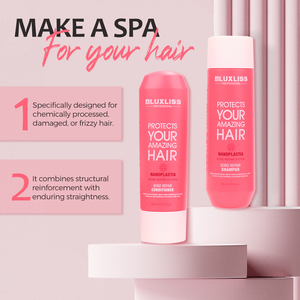 LUXLISS Nanoplastia Bond Repair Shampoo & Balsamo <span class=keywords><strong>Ricostruttivo</strong></span> per Capelli Naturali <span class=keywords><strong>Trattamento</strong></span> <span class=keywords><strong>Cheratina</strong></span> Proteica per Salone - Product Image 6