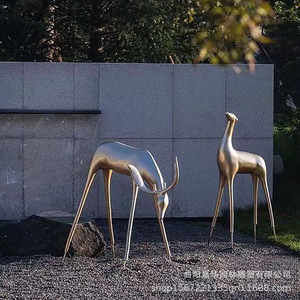 Escultura de Ciervo de Acero Inoxidable con Acabado Espejo, Decoración de Jardín para Exteriores, Figura Animal Artística para Montar en el Suelo - Product Image 3