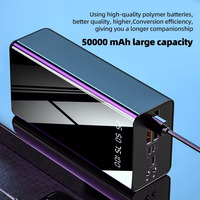 Batterie externe mobile 50000mAh, batterie Li-polymère, matériau PVC, charge rapide 2.1A, écran LED, portable, haute capacité pour téléphones