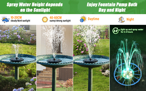 Solar Fountain <strong>Pump</strong> with Battery Backup <strong>Garden</strong> Bird Bath Fountain <strong>Pump</strong> 7V Submersible Solar <strong>Water</strong> Fountain <strong>Pump</strong> - Product Image 5