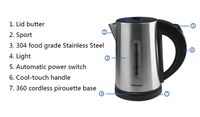 Bouteille d'eau chaude électrique sans fil avec plateau, en acier inoxydable, capacité 600 ml, arrêt automatique, pour usage commercial à prix compétitif