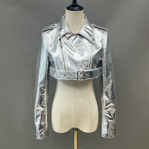 New Arrival Women <strong>Sheep</strong> <strong>Skin</strong> Leather Coat Black Cropped Leather <strong>Jacket</strong> - Product Image 3