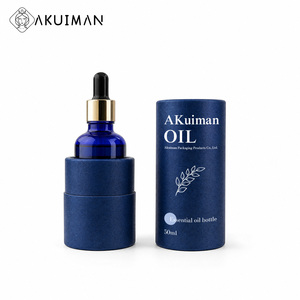 50ml Cobalt Blue CE Certified Gold Collar Black Rubber Bulb Custom Packaging ODM Blue Glass Dropper Essential <b>Oil</b> <b>Bottle</b> - Product Image 3