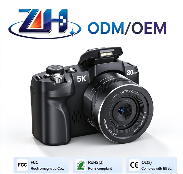 Ultra-Slim 5K 80MP ODM Compact Camera 3.0 HD Flip Screen AF WiFi Time-Lapse LED Light Cameras for Photography